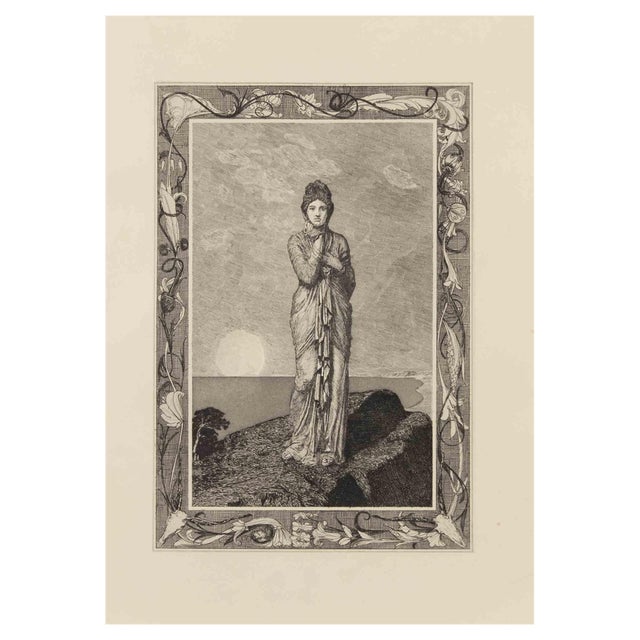 Max Klinger, Psyche on a Rock, Etching, 1909 For Sale
