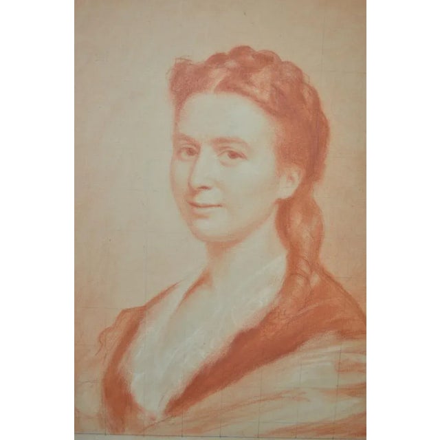 Drawing/Sketching Materials 19th Century Antique Original Sanguine Portrait of a Young Woman For Sale - Image 7 of 7