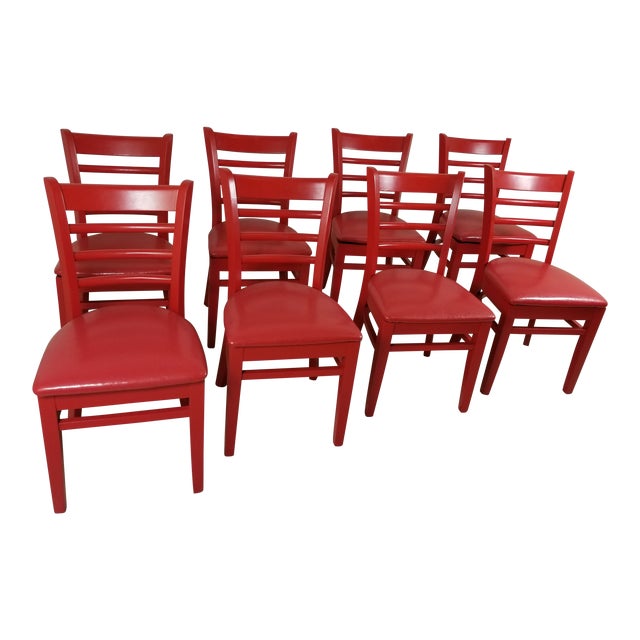 Red Dining Chairs - set of 8 For Sale
