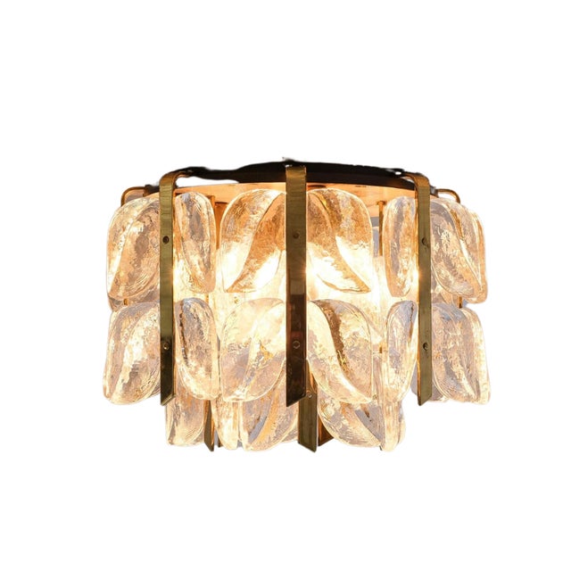1970s Brass and Crystal Florida Flush Mount from Kalmar, 1960s For Sale - Image 5 of 7