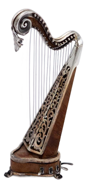 Silver Harp Miniature with Wooden Frame