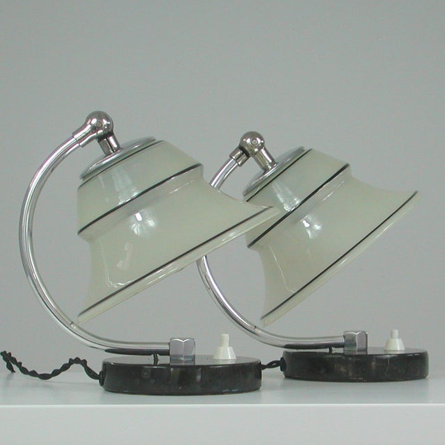 These unusual table or bedside lamps were designed and manufactured in Germany in the 1930s during the Art Deco / Bauhaus...