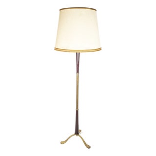 Italian Purple Wood & Brass Floor Lamp, 1940s For Sale