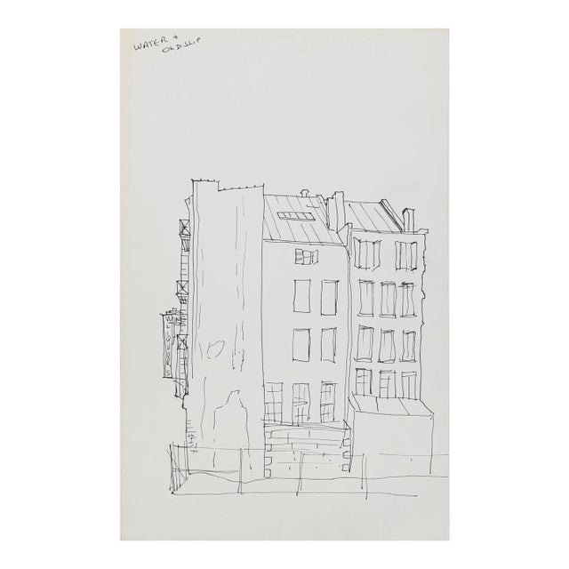 1960s "Water and Old Slip P2.68" Pen and Ink on Paper Painting by Eve Nethercott For Sale