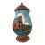 Vintage Hand-Painted Gristmill Ceramic Table Lamp With Wood-Tone Lid and Base 13.5” For Sale