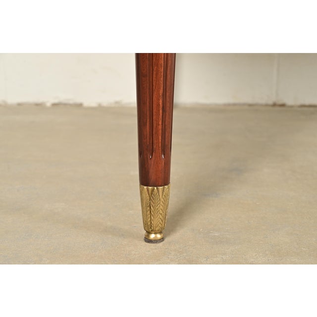 Maison Jansen Style French Regency Louis XVI Mahogany and Gilt Bronze Extension Dining Table, Newly Refinished For Sale - Image 13 of 15