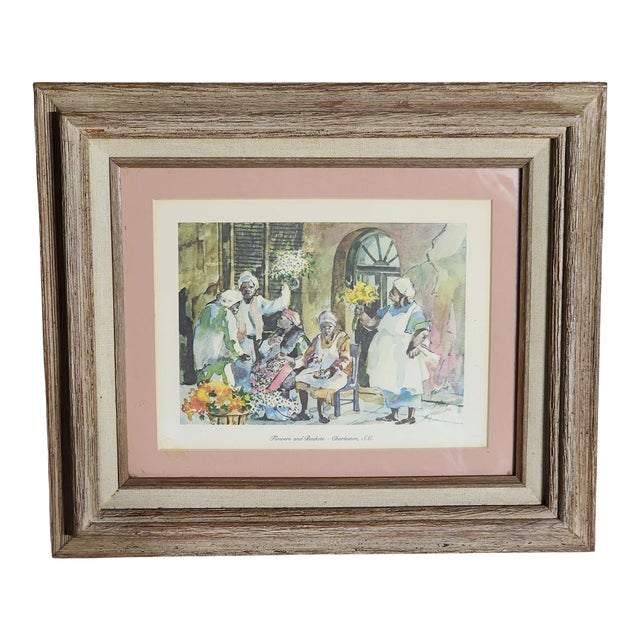 Virginia Fouche Bolton (Amer. 1929-2004) Pencil Signed "Flowers and Baskets" Framed Print For Sale