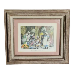 Virginia Fouche Bolton (Amer. 1929-2004) Pencil Signed "Flowers and Baskets" Framed Print