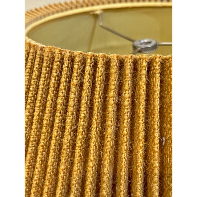 Pair Mid Century Modern Vintage Pleated Jute Lampshades For Sale - Image 17 of 18