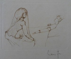 Léonor Fini, Au chevet, Etching