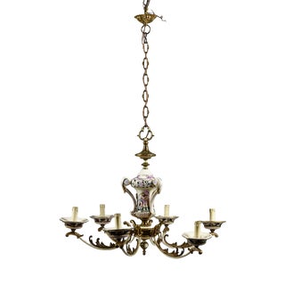 Colored Chandelier in Painted Porcelain For Sale
