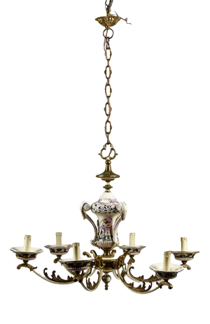 Colored Chandelier in Painted Porcelain