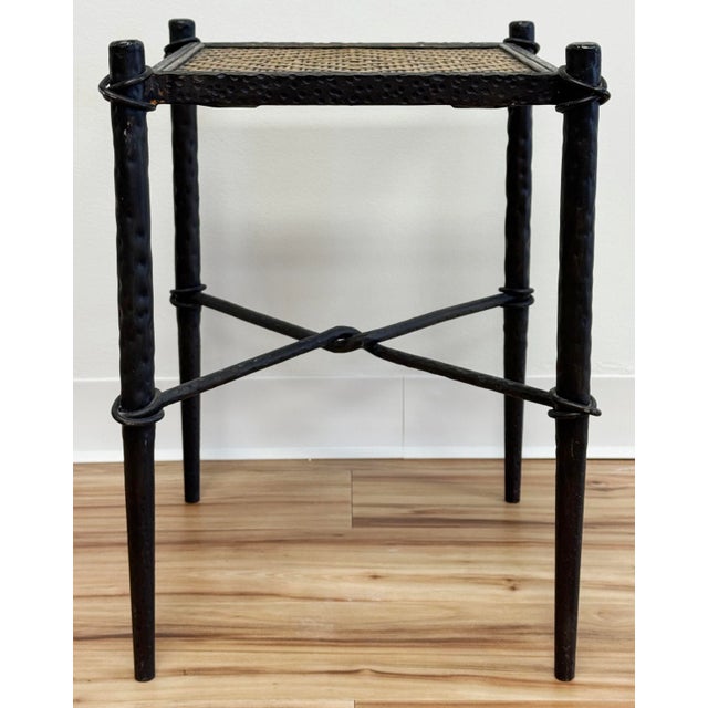 Rustic Vintage Hammered Cast Iron Woven Top Table For Sale - Image 3 of 8