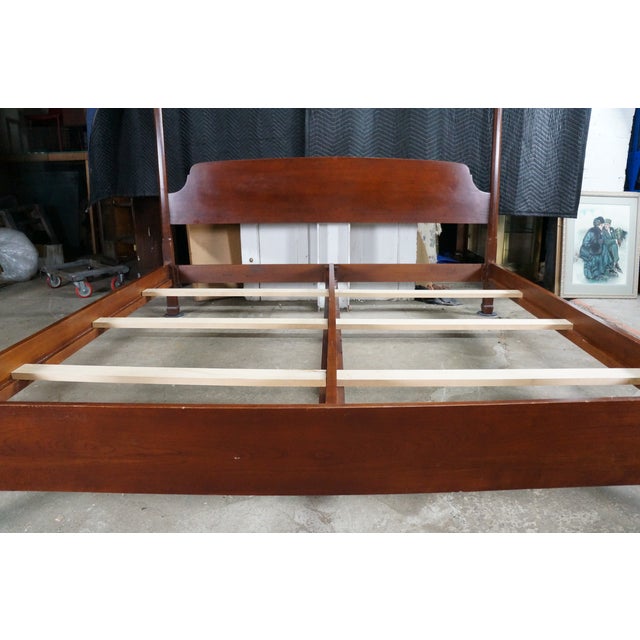 Vintage Harden Furniture Solid Cherry Colonial Pencil Post King Size Tester Bed For Sale - Image 10 of 17