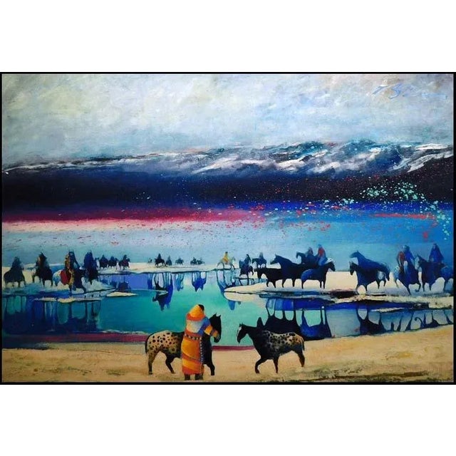 Earl Biss "Winter Ponies of the Nez Perce" Printers Proof Giclee Canvas For Sale - Image 4 of 4