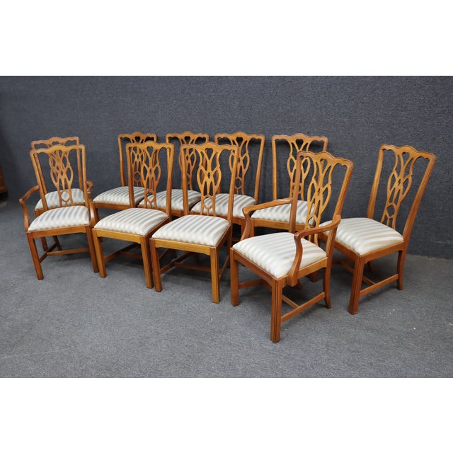 Set of 10 Harden Chippendale Style Cherry Dining Chairs For Sale In Philadelphia - Image 6 of 14