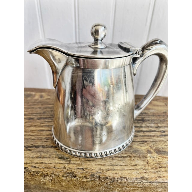 A lovely antique circa early 1900s heavy silver plated creamer from the Fall River Steamship Line steamer named “Puritan.”...