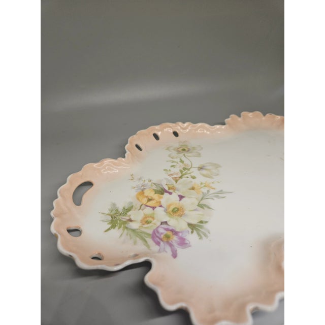 Antique German Floral Reticulated Dresser Tray Dish