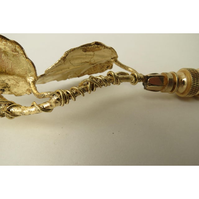 Exceptionally Tall Vintage Italian Tole Leaf Gold Mid Century Lamp Finial, For Sale - Image 4 of 6