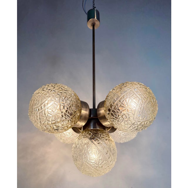Vintage Cut Glass Chandelier from Kamenický Šenov, 1960s For Sale - Image 16 of 17