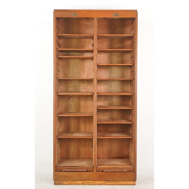 Mid-Century Modern Vintage European Mid Century Double Tambour Door Office File Cabinet For Sale - Image 3 of 12
