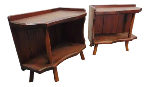 Hunt Country Rustic Country Style Pine Nightstands - a Pair