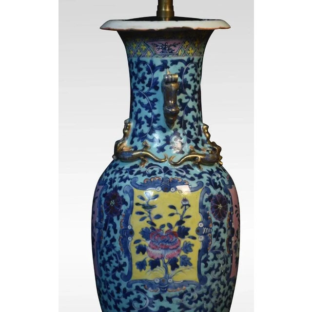 Chinese Baluster Vase Lamp, 1920s For Sale - Image 3 of 5
