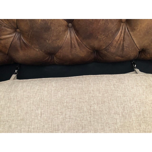 Rc Furniture Light Brown Tufted Leather Chesterfield Sofa For Sale - Image 9 of 18