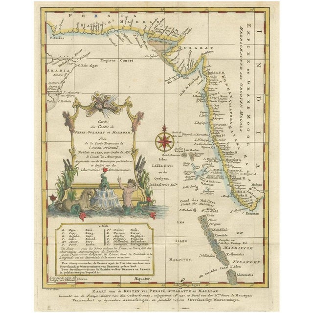 Hand-Colored Map of Persia, Gujarat and Malabar Coasts, 1773 For Sale - Image 10 of 10