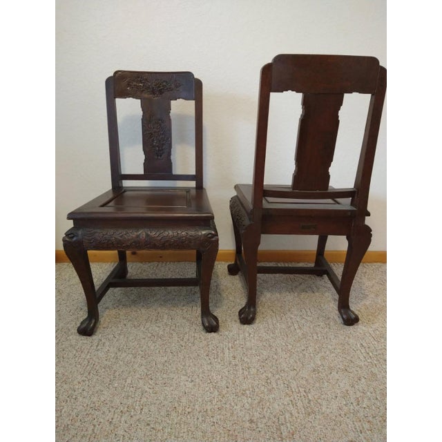 1950s George Zee Hand Carved Kiln Dried Rosewood Chairs For Sale - Image 12 of 12