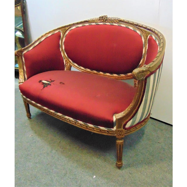 Louis XVI Gilt Carved Settee For Sale In Philadelphia - Image 6 of 7