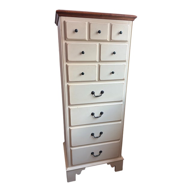 1980s Gorgeous Ethan Allen Country Crossings Tall Chest – Solid Wood – Excellent Condition For Sale