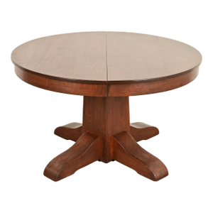 Gustav Stickley Style Antique Mission Oak Arts & Crafts Split Pedestal Extension Dining Table, Circa 1910