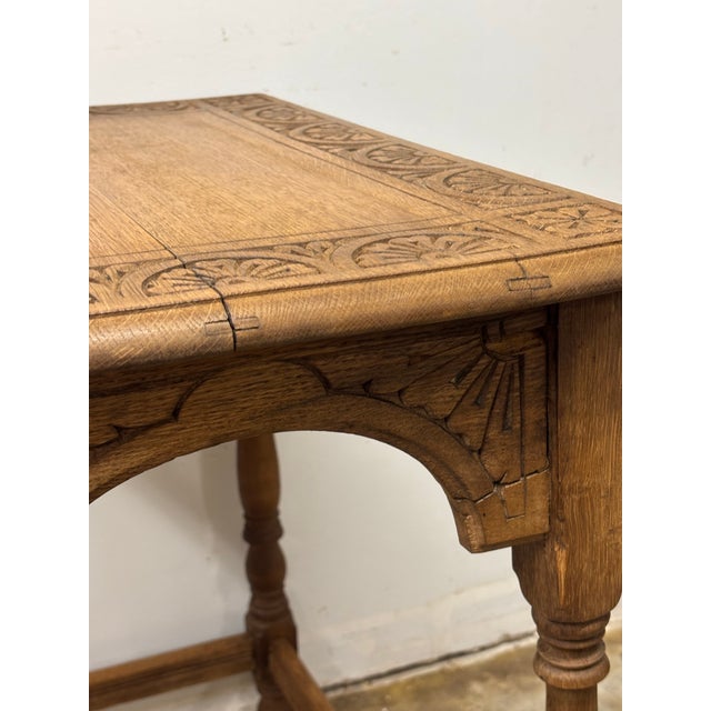 19th Century English Oak Table With Lunette Frieze Detail For Sale - Image 9 of 11