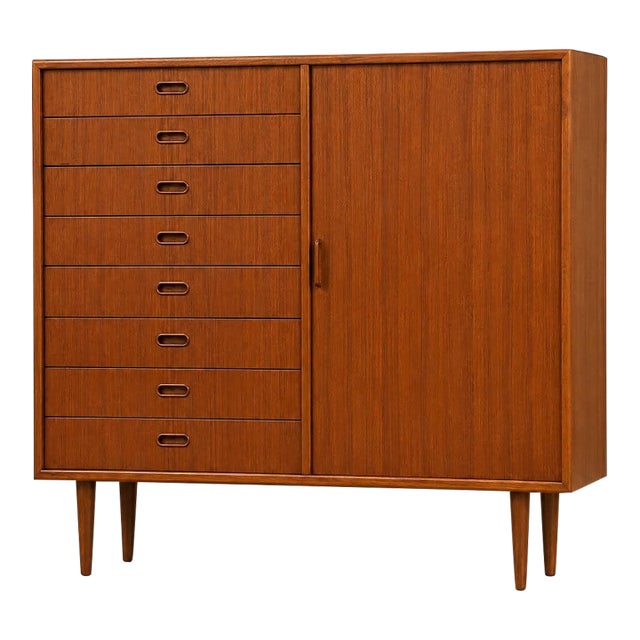 1960s Danish Modern Svend Madsen Style Teak Armoire Dresser For Sale