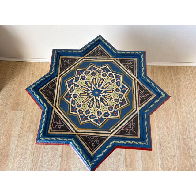 Moroccan Moroccan Moorish Star Shape Blue Side Table 1960s For Sale - Image 3 of 12