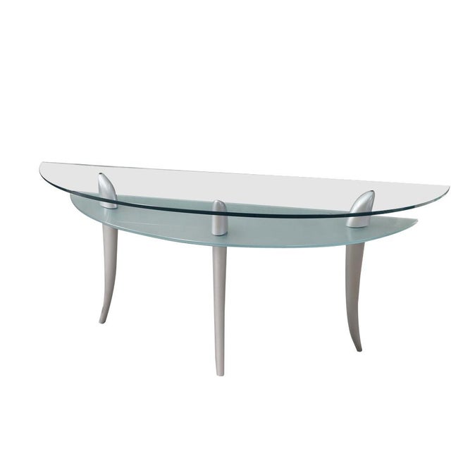 Italian Glass Console at Two Heights For Sale - Image 11 of 11