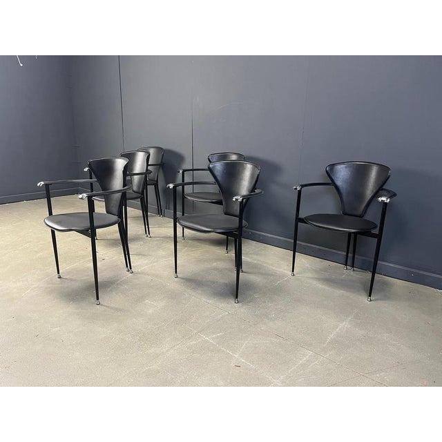 Vintage Leather Armchairs from Arrben, Italy, 1980s, Set of 6 For Sale - Image 4 of 11