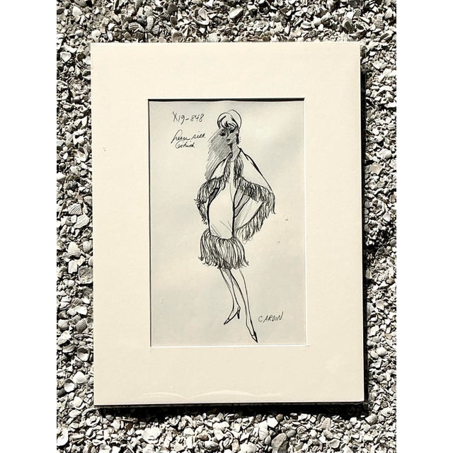 Cream Vintage Boho 70s Original Cardin Sketch For Sale - Image 8 of 11