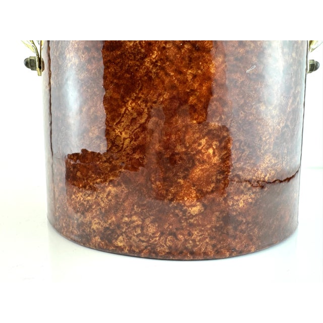 Mid-Century Modern 1960s Mid-Century Faux Tortoiseshell Ice Bucket and Tray Set For Sale - Image 3 of 15