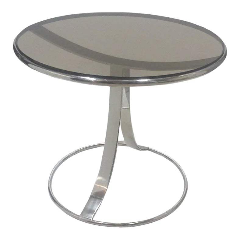 Gardner Leaver End Table Steelcase Chromed Steel Industrial Round