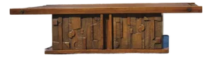 Brutalist Pueblo Rectangular Coffee Table With Cubby Storage