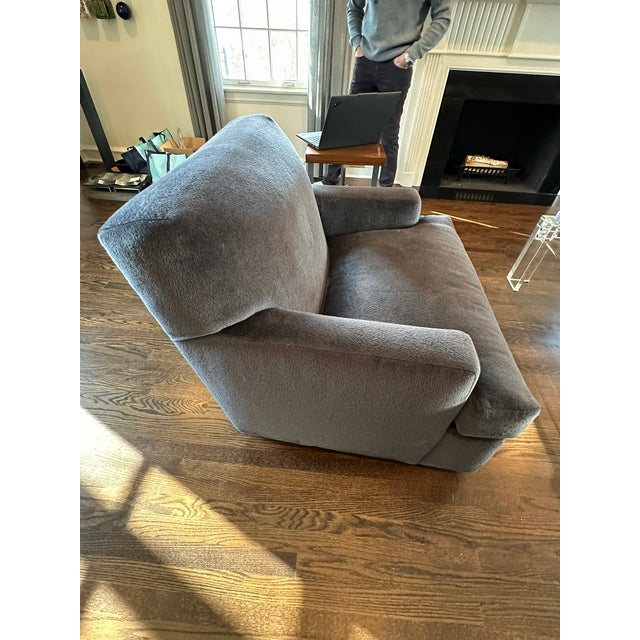 2010s 21st Century Holly Hunt Upholstered Armchair in Lush Grey Designer Upholstery For Sale - Image 5 of 11