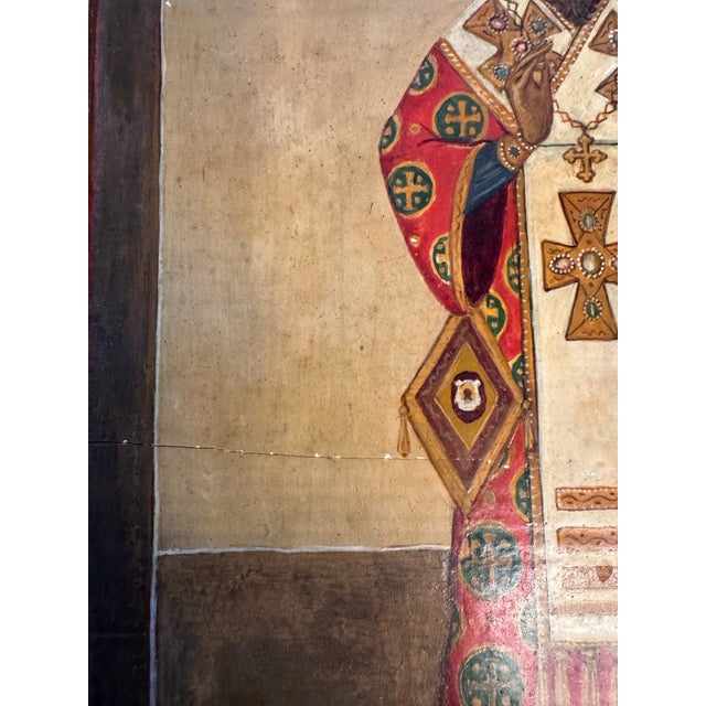 Late 19th Century Antique 19c Hand-Painted Orthodox Icon of St. Theodosius of Chernigov For Sale - Image 5 of 12