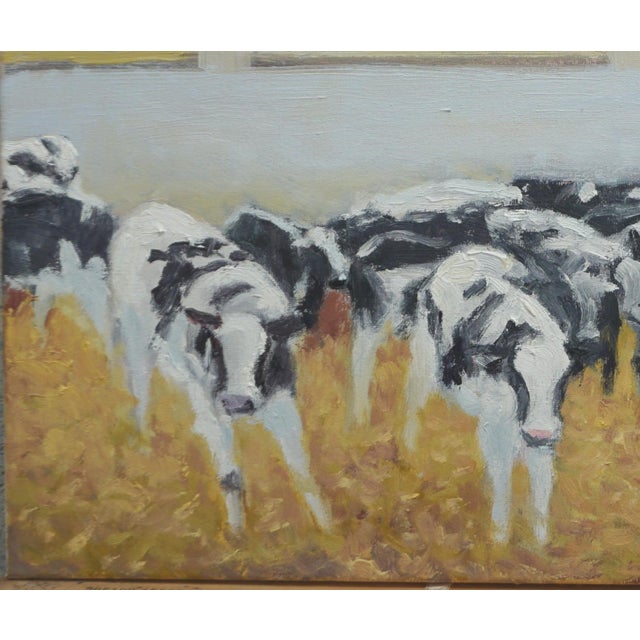 Original oil painting by Sean Wu, Dairy cows in the cow shed