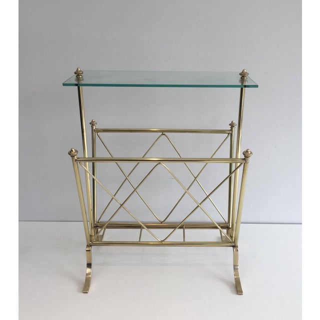 1940s Neoclassical brass and glass magazine rack, Maison Jansen For Sale - Image 10 of 12