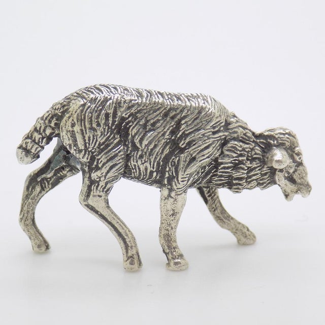 Vintage Italian Genuine Silver Sheep Detailed Figurine, 1970s For Sale - Image 3 of 11