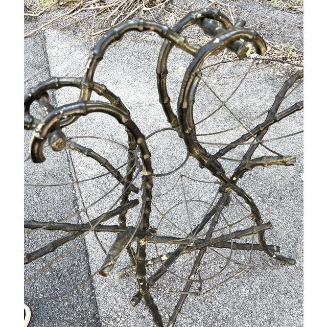 Late 19th Century Gothic Shaped Bamboo Tiered Plant Stand W/Wire Spider Web Holders Painted Black For Sale - Image 4 of 17
