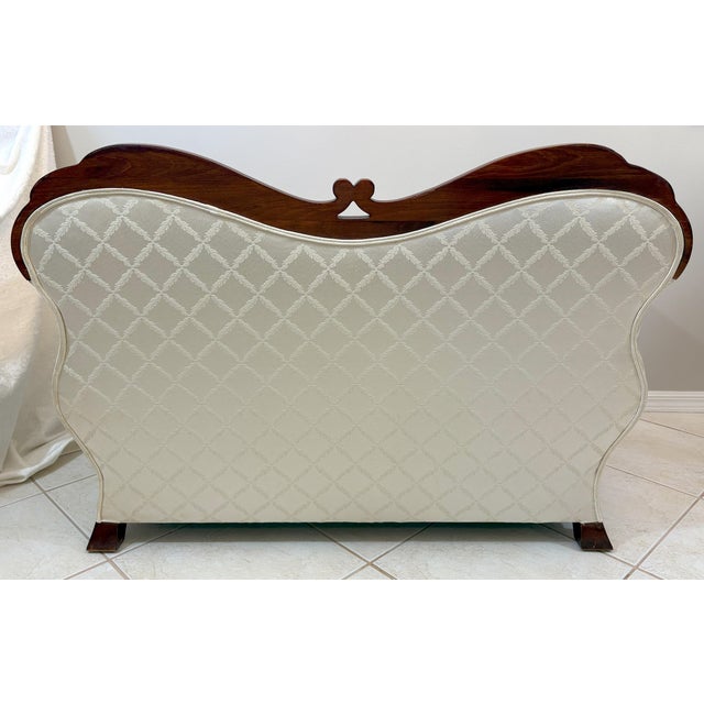Wood Vintage Duncan Phyfe Style Loveseat With Carved Horse Head Arm Details For Sale - Image 7 of 18
