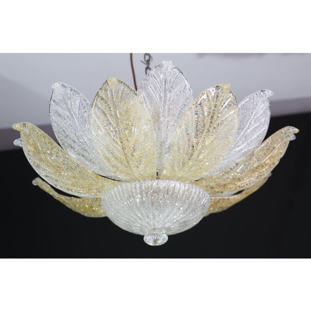 Vintage Italian Murano Glass Amber and Trasparent Ceiling Light - Set of 2 For Sale - Image 4 of 14